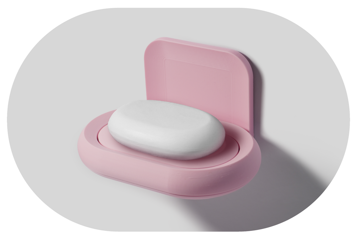 Candy soap holder with a bar of soap on a white background