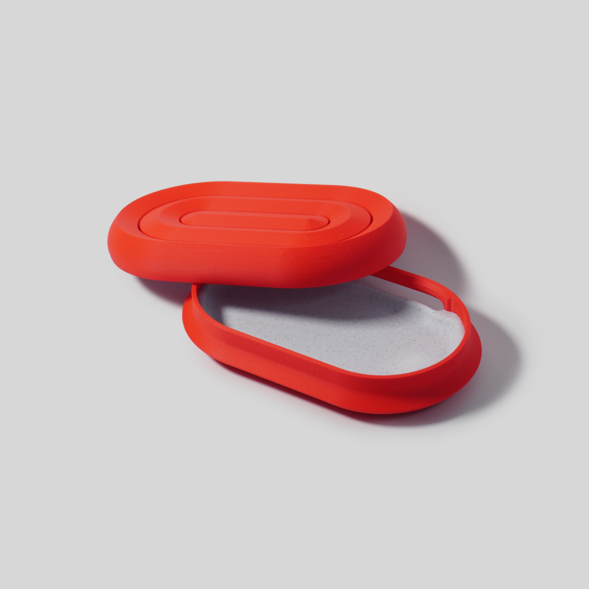 Red open soap holder on a light gray background hamburg PLA