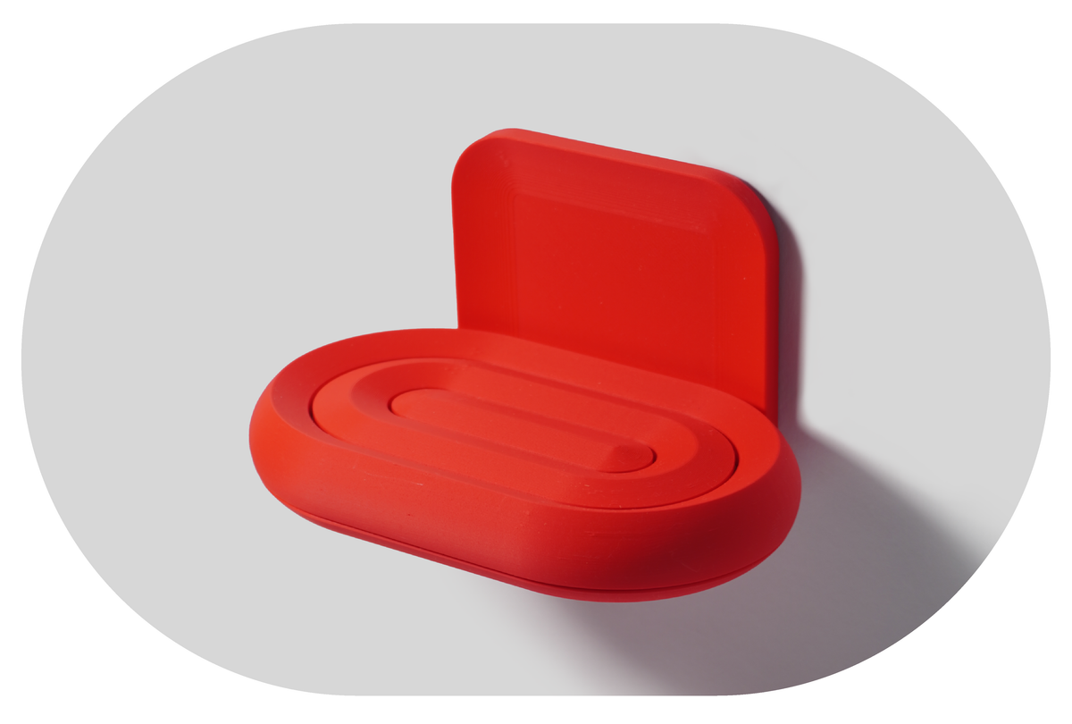 Soap Holder in Lava Red, PLA mat with a white background, Hamburg
