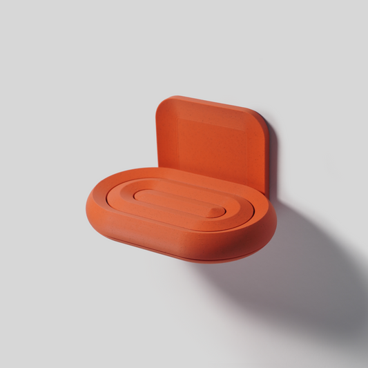 Marble terracotta soap holder with drainage reservoir, 3D-printed from plant-based PLA