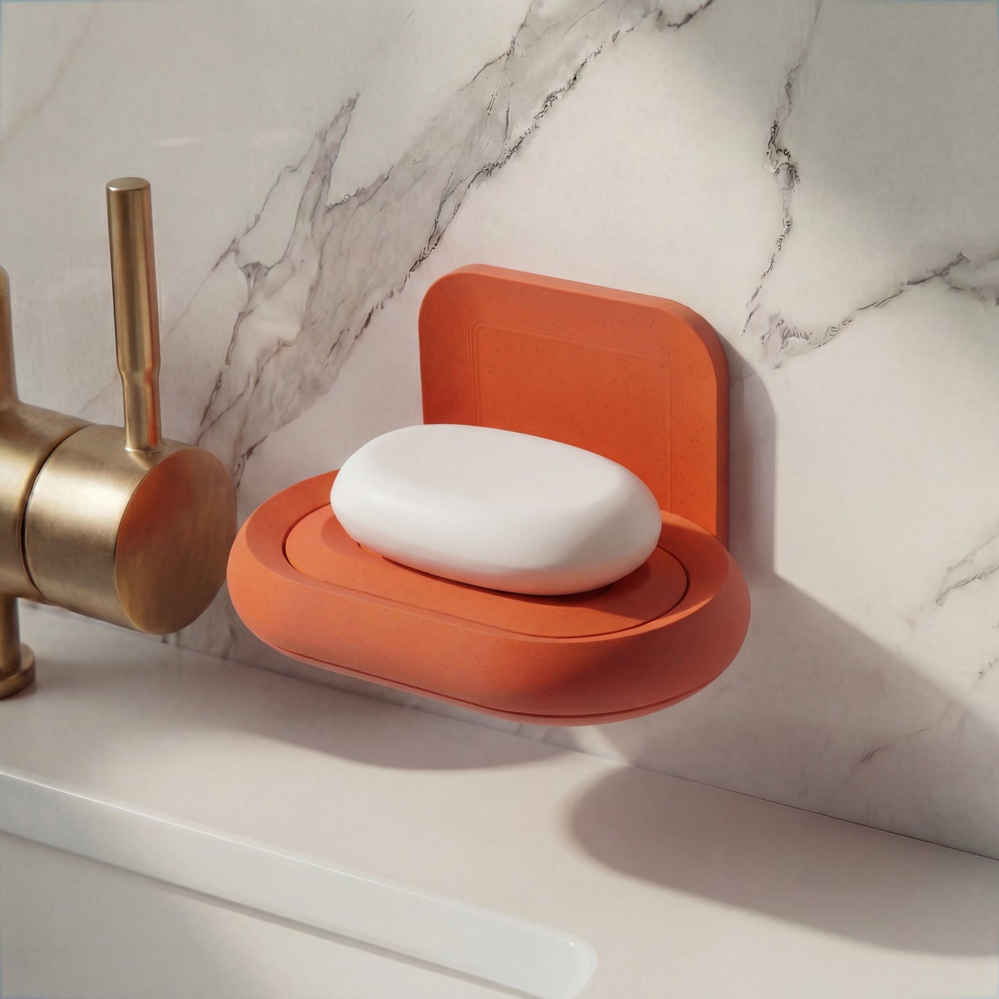 Soap holder with soap bar in modern marble bathroom hamburg pla