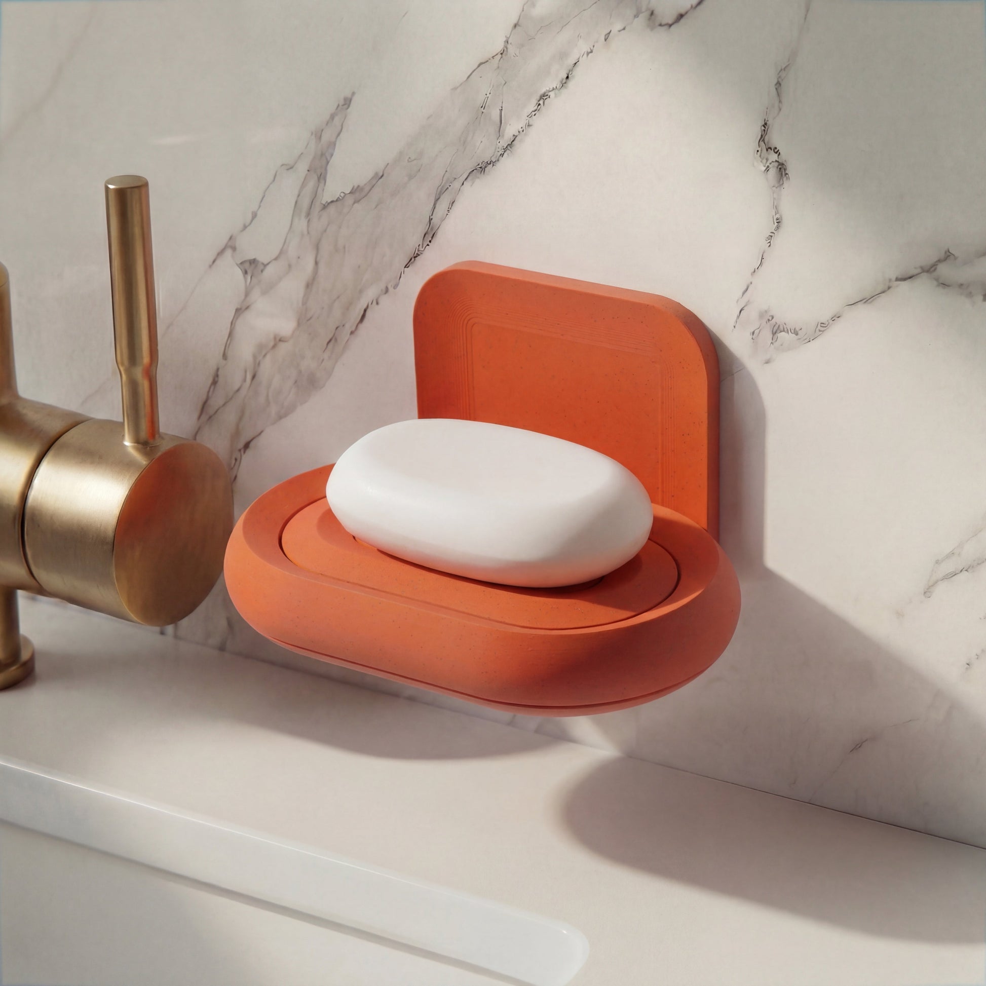 Soap holder with soap bar in modern marble bathroom hamburg pla