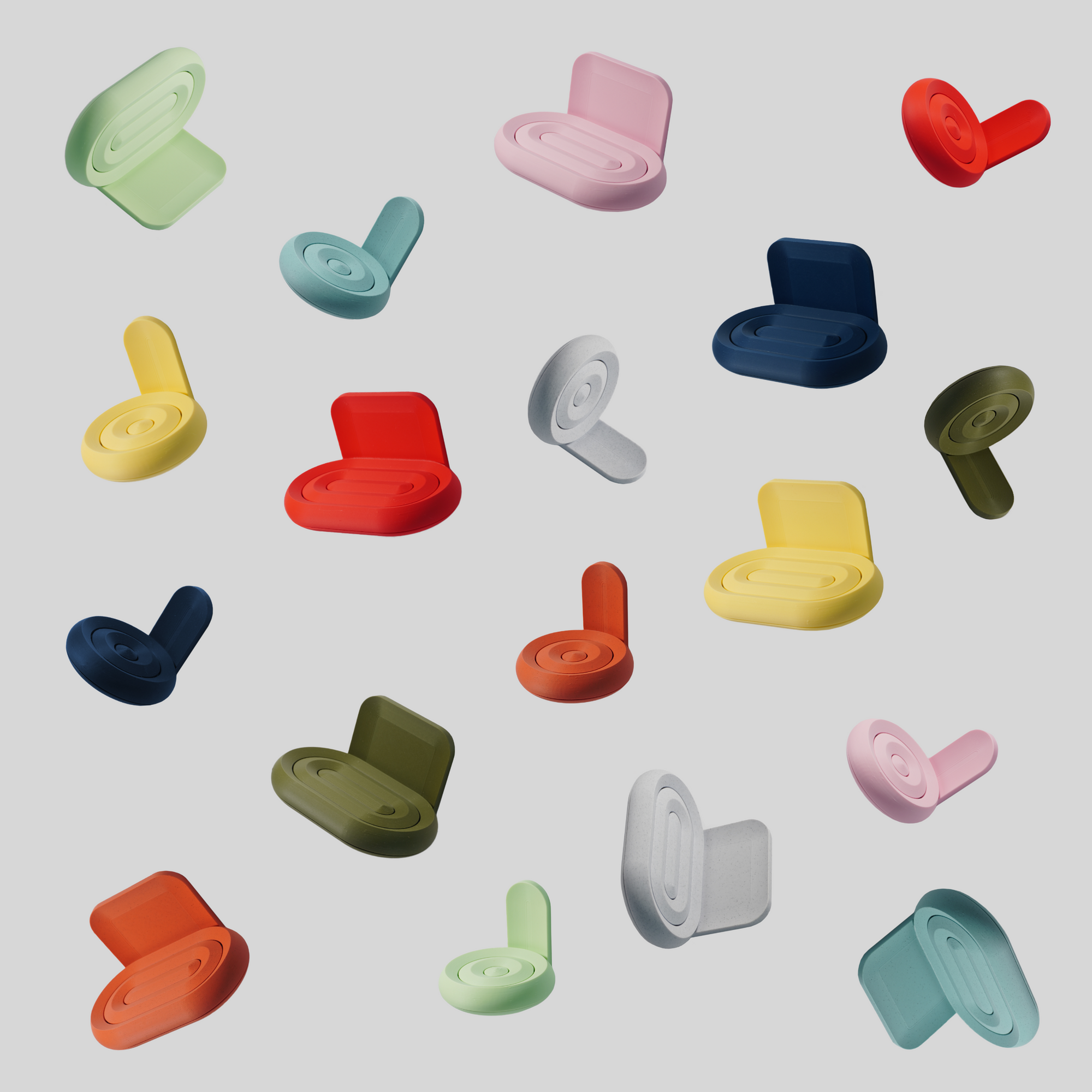 3D-printed soap holders in multiple colors with drainage system for solid soap and shampoo bars